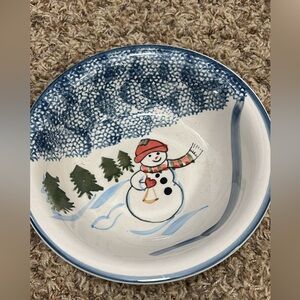 Vintage ‘90s Elegant Dining Hand Painted Series Ceramic Snowman Bowl